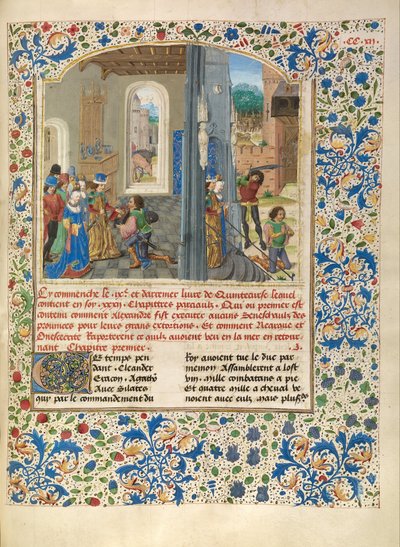 Orsines Presents a Gift to Alexander and the Execution of Orsines by Master of Jardin
